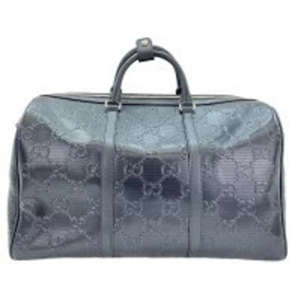 Gucci Leather GG Emblem Boston Bag Black